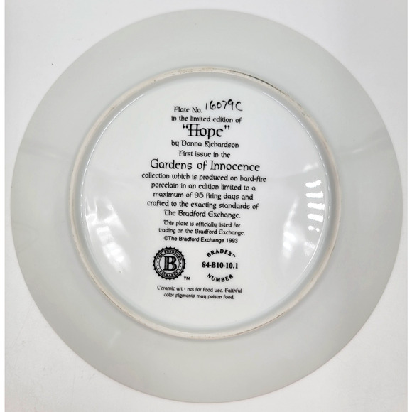 Hope Plate Garden of Hope by Donna Richardson The Bradford Exchange 1980 - 1990 - Picture 5 of 5